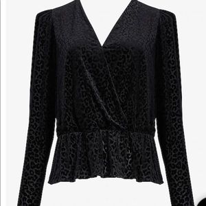 Express Velvet Leopard Peplum Top XS